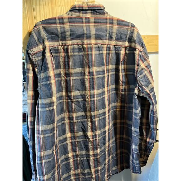 Carhartt Shirt Men XXLT Blue Brown Plaid Outdoor Relaxed Fit Y2K Button Workwear - Picture 9 of 11